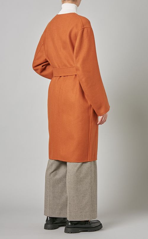 ウールダブルフェイスノーカラーコート