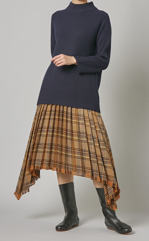 チェックアコーディオンプリーツスカート