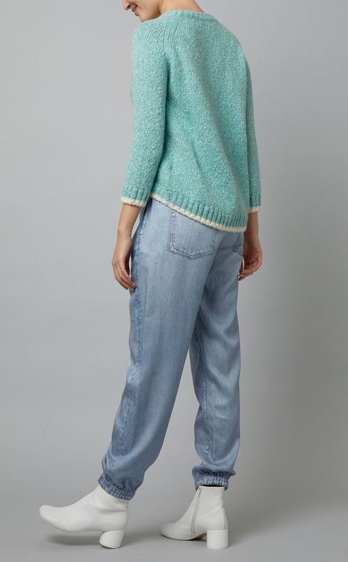 アルパカ混ライン入プルオーバーニット