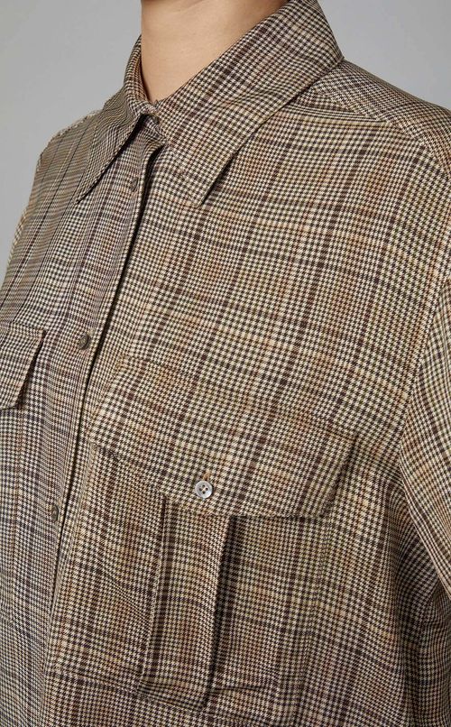 フロントポケットチェックシャツ