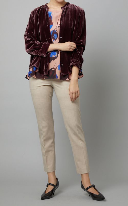 ベルベットスタンドカラーブラウス