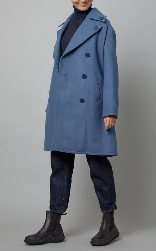 ウールロゴボタンピーコート