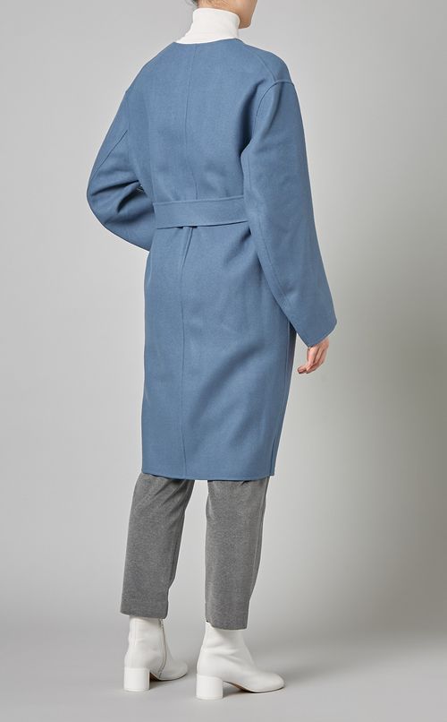 ウールダブルフェイスノーカラーコート