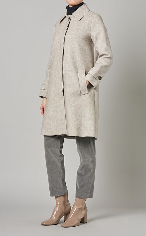 シングル比翼ステンカラーコート