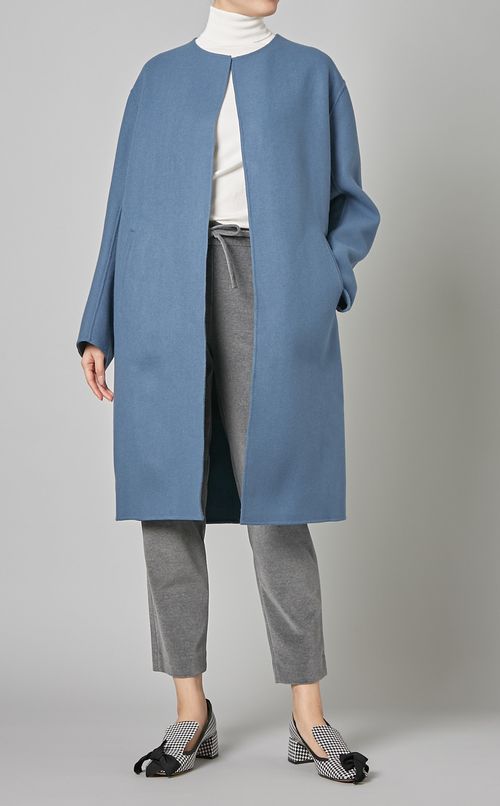 ウールダブルフェイスノーカラーコート