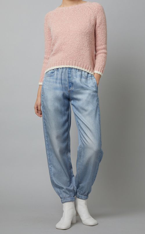 アルパカ混ライン入プルオーバーニット