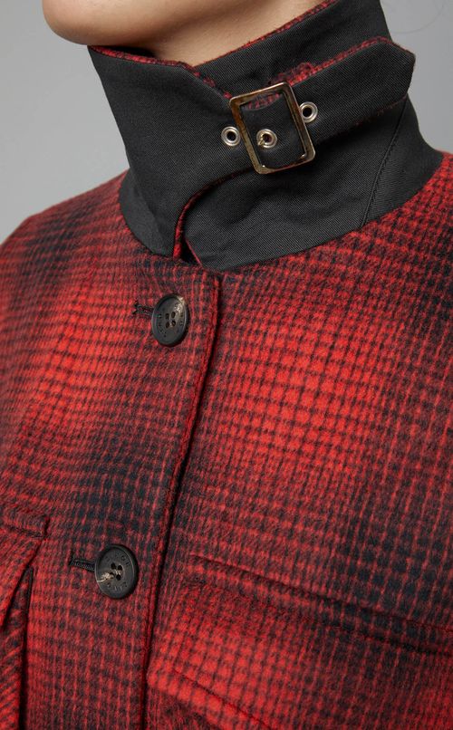 ウールチェック2ポケットショートコート