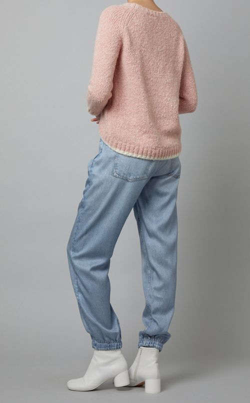 アルパカ混ライン入プルオーバーニット