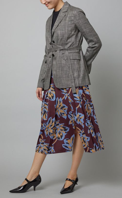 フラワープリントフレアミディスカート