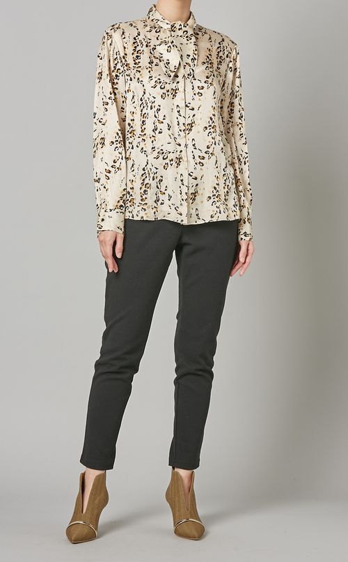 レオパードボウタイブラウス