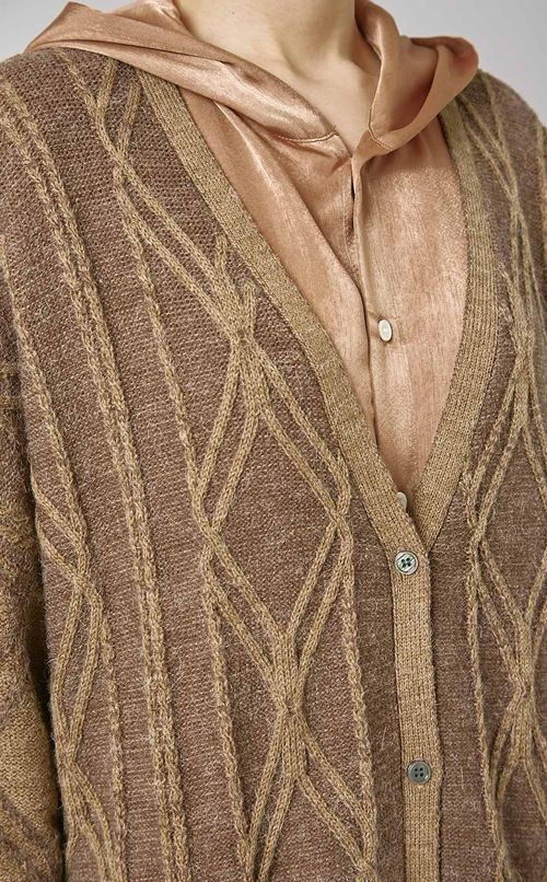 ダイヤ柄ロングカーディガン