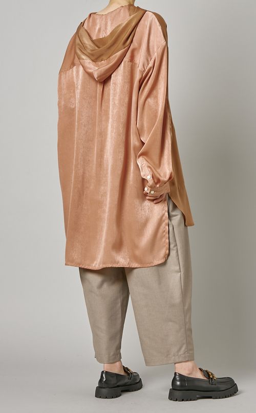 バイカラーフーディブラウス