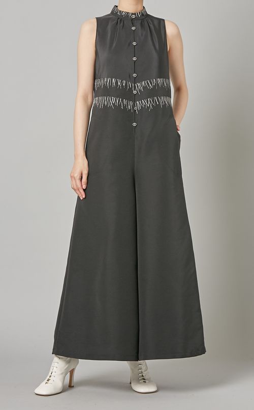 Aラインスリーブレスジャンプスーツ