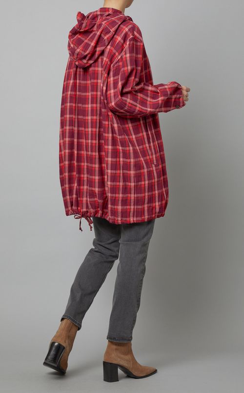 チェックフーディオーバーサイズシャツ