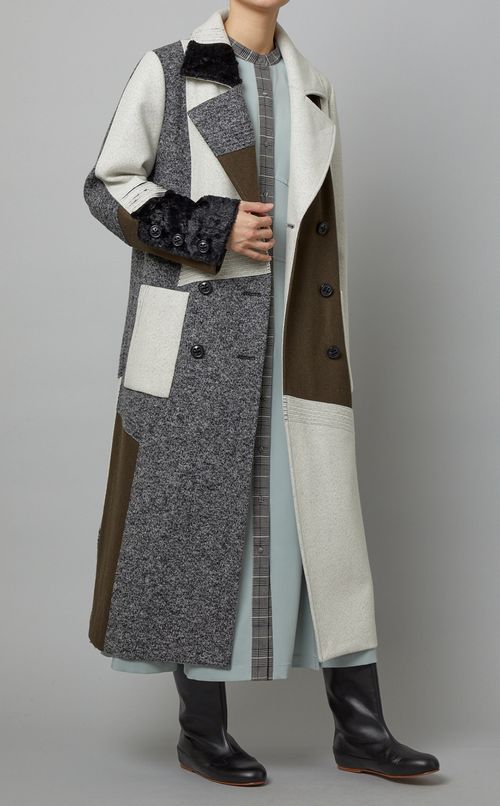 パッチワークダブルロングコート