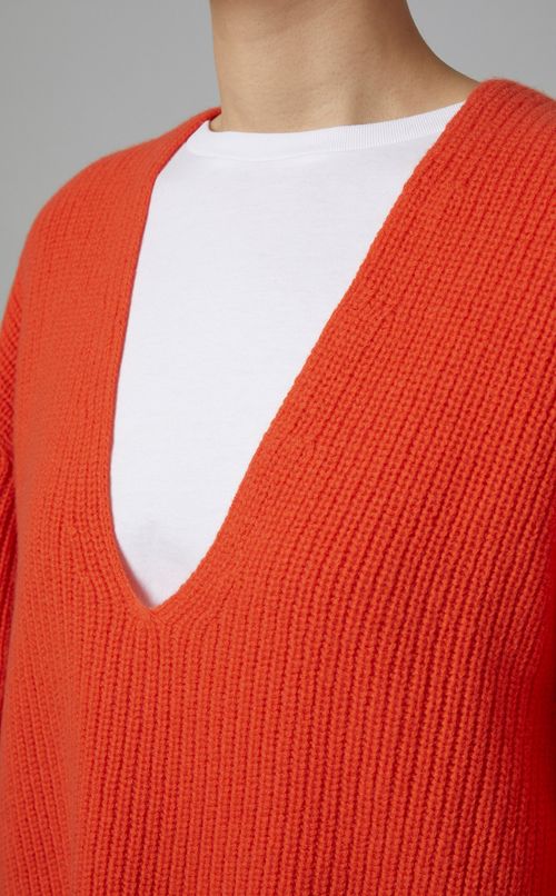 ウールVネックチュニックプルオーバー