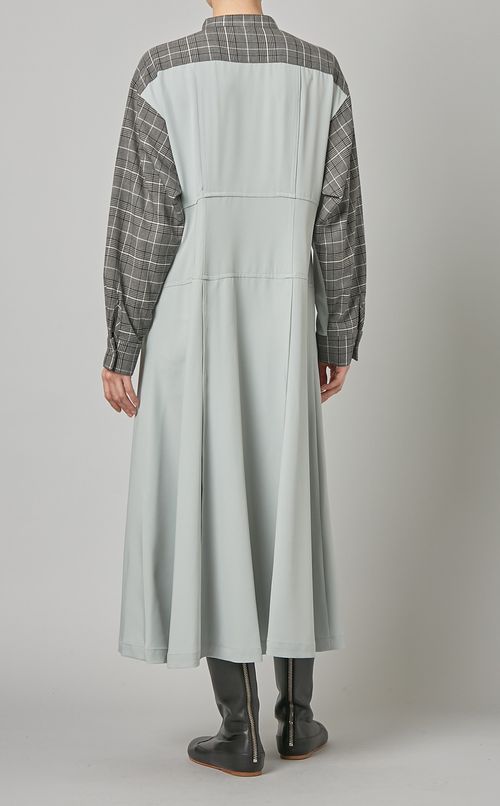 異素材切り替えシャツワンピース