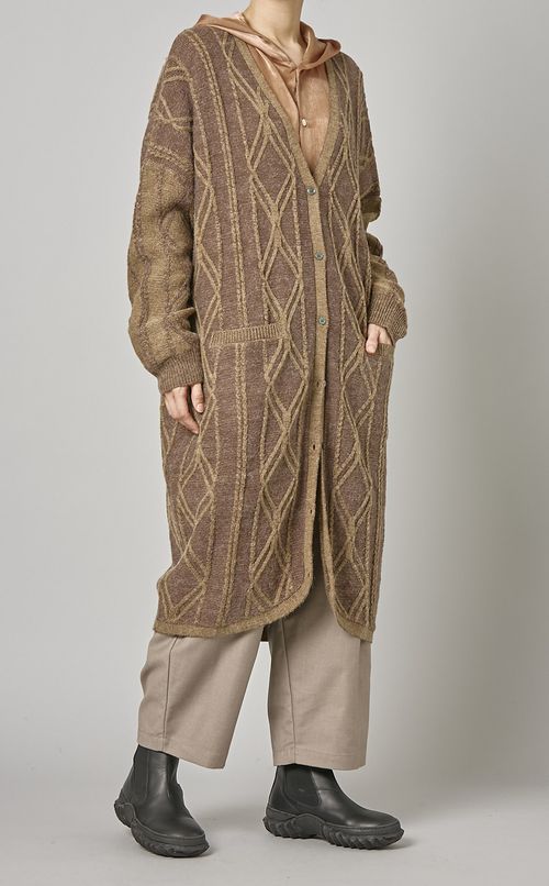 ダイヤ柄ロングカーディガン