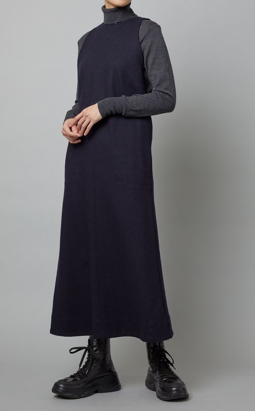 ウールツイルジャージーノースリーブドレス