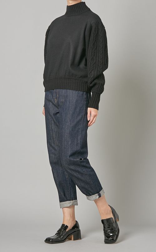 ウールケーブルニットプルオーバー