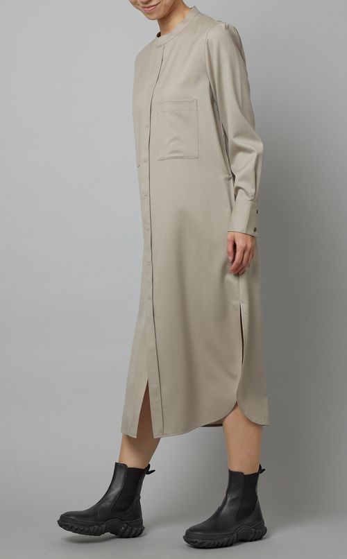 ウールスタンドカラーシャツワンピース
