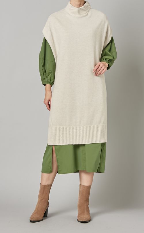 ベルト付ウールニットベスト