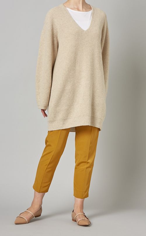 ウール Vネックチュニックプルオーバー