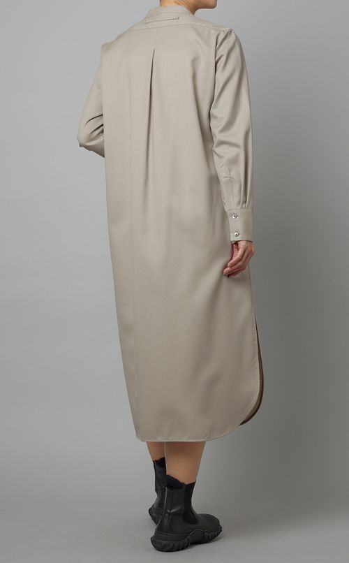 ウールスタンドカラーシャツワンピース