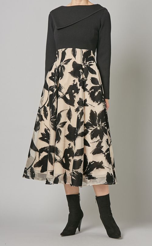 フロッキーニットドッキングワンピース