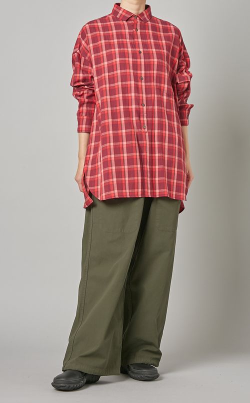 コットン混チェックシャツ