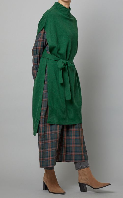 ベルト付ウールニットベスト