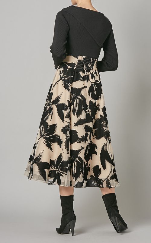 フロッキーニットドッキングワンピース