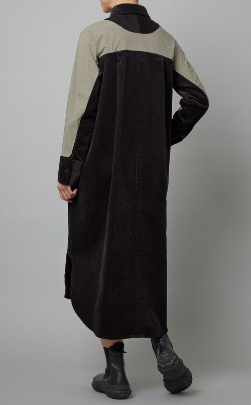 コーデュロイ切替シャツワンピース