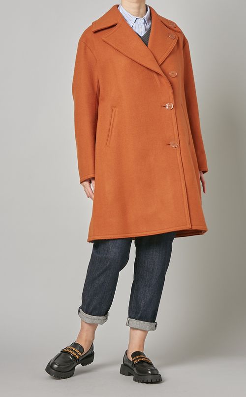 ウールロゴボタンピーコート