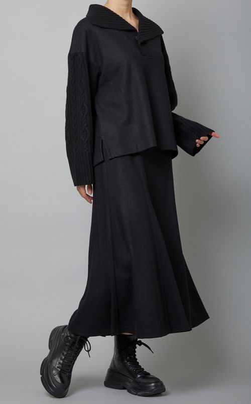 ウールケーブルニットセーラープルオーバー