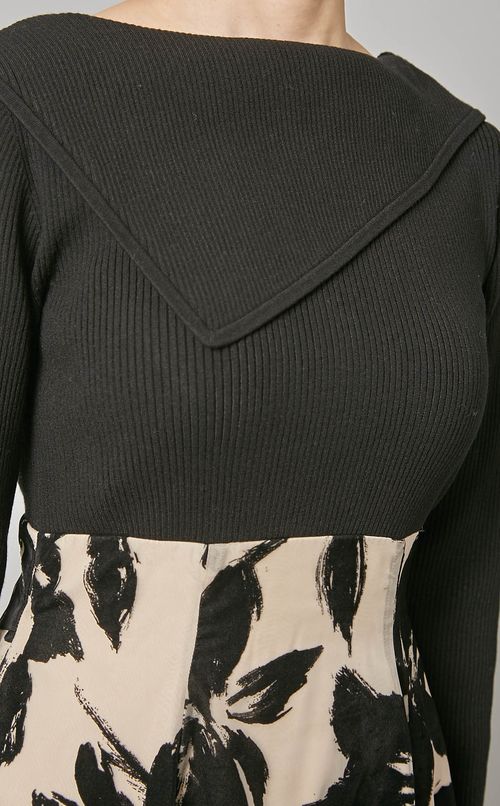 フロッキーニットドッキングワンピース