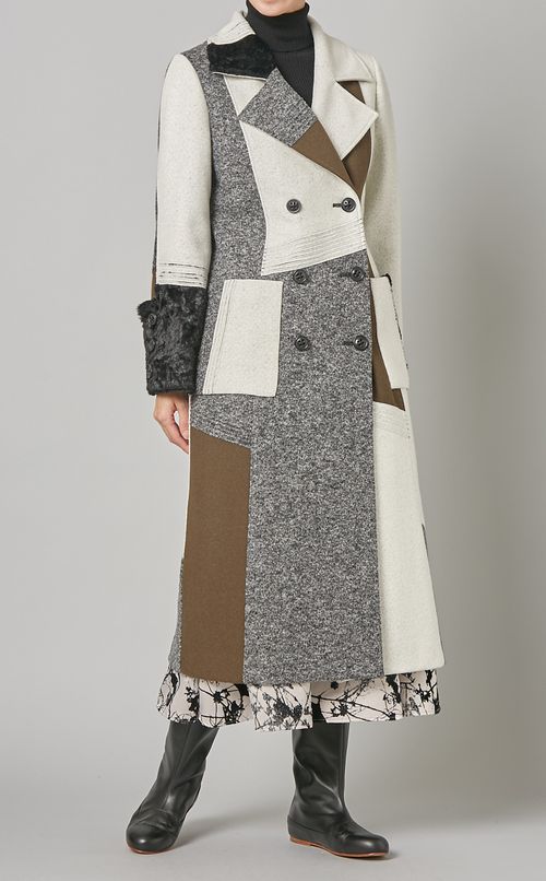 パッチワークダブルロングコート