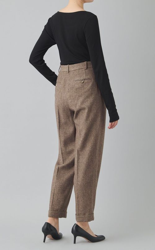 ウールヘリンボンタックパンツ