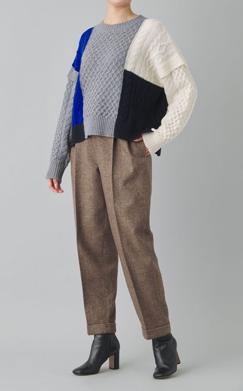 ウールヘリンボンタックパンツ