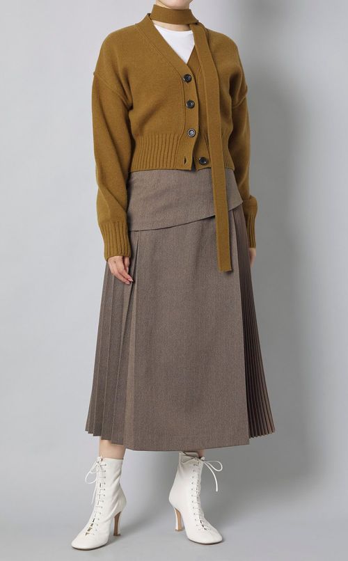 ヘリンボーンサイドプリーツスカート