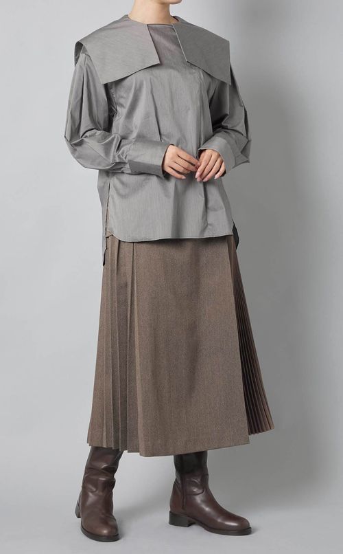 ヘリンボーンサイドプリーツスカート