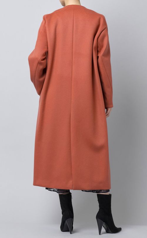 ウールノーカラーロングコート