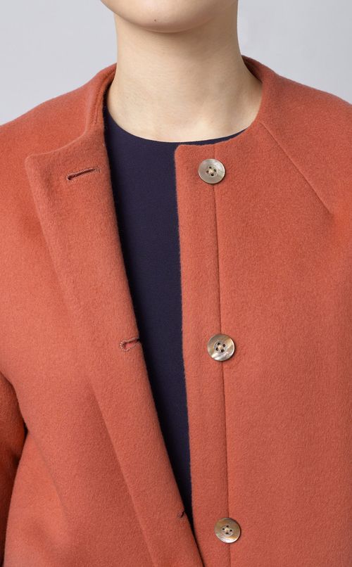 ウールノーカラーロングコート