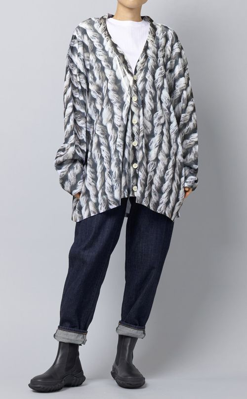 プリントリブカーディガン