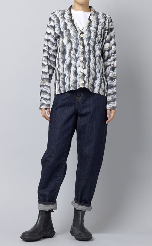 プリントリブカーディガン