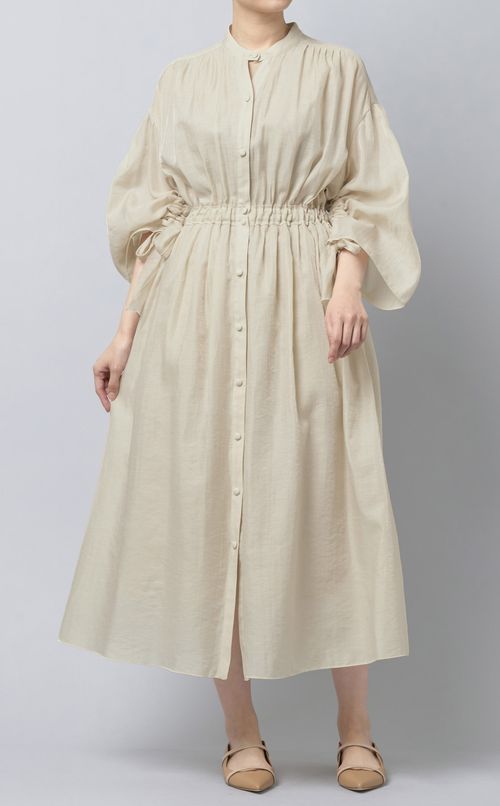 シャンブレーギャザーワンピース