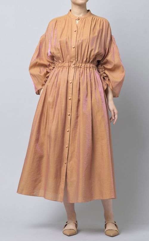 シャンブレーギャザーワンピース