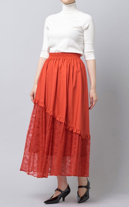 フラワーレースコンビスカート