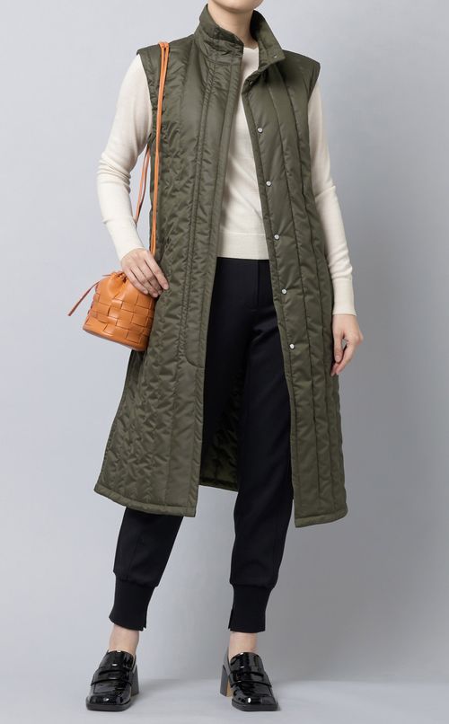 キルティングロングベスト
