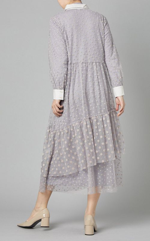 ドットチュールニットワンピース